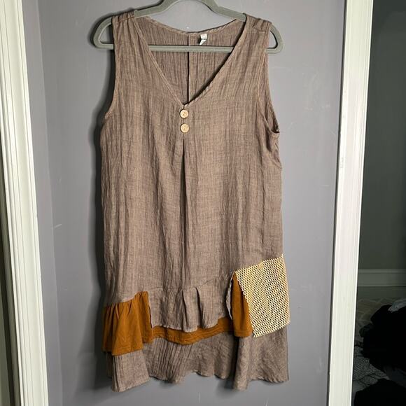 Misslook Brown Sleeveless Bohemian Inspired Dress With Ruffle Hem Size XL - Picture 10 of 10